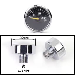 Air Mini Micro Pressure Gauge Manometre Manometer | Thread 1/8BSP(G1/8) 1/8NPT M10 M8 | 30PSI 300PSI 5000PSI 6000PSI 350BAR