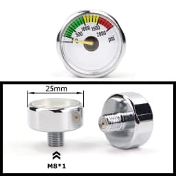 Air Mini Micro Pressure Gauge Manometre Manometer | Thread 1/8BSP(G1/8) 1/8NPT M10 M8 | 30PSI 300PSI 5000PSI 6000PSI 350BAR