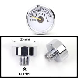 Air Mini Micro Pressure Gauge Manometre Manometer | Thread 1/8BSP(G1/8) 1/8NPT M10 M8 | 30PSI 300PSI 5000PSI 6000PSI 350BAR