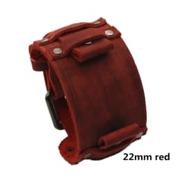 Vintage Black Red Blue Brown Green Genuine Leather Watchband 22mm Punk Pin Belt Watch Strap 24mm Bracelet Men Jewelry