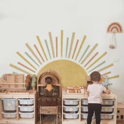 Half Sun Wallpaper Decal Sunshine Vinyl Wall Stickers Boho Nursery Baby Room Wall Stickers Self-Adhesive Bedroom Home Decor