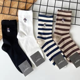 Good Quality Cartoon Gentleman Bear Men's Socks Cotton Harajuku Style Sport Boys Skateboard Novelty Breathable Christmas Gifts