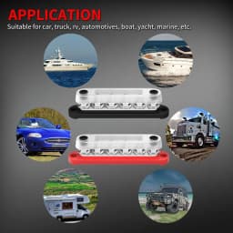 DaierTek Battery Bus Bar Terminal Block 12V Marine 7 x 1/4" (M6) Power Distribution Block 12V - 48V Busbar Terminal Block