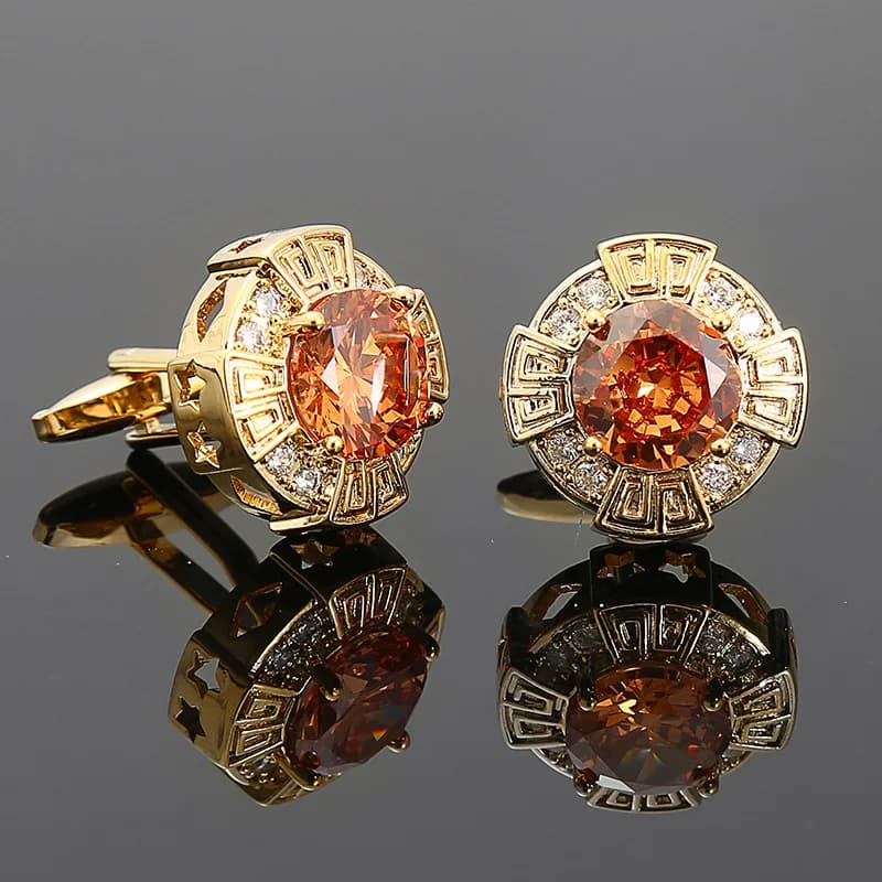 French Style Cufflinks Luxury Zircon Sleeve Studs Mens Shirts Cufflinks Crystal Copper Cuff Buttons Premium British Cuff Links