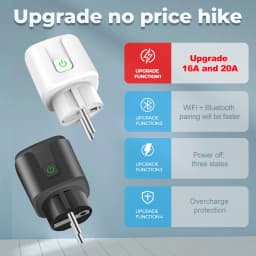 Smart Socket EU 16A/20A AC100-240V Wifi Smart Plug Power Outlet, Alexa Google Home Voice Control Works With Tuya Smart Life APP