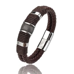 Charm Vintage Multilayer Brown Leather Stainless Steel Men Bracelet Bead Bracelet Jewelry Male Wrist Bangle Christmas Gifts
