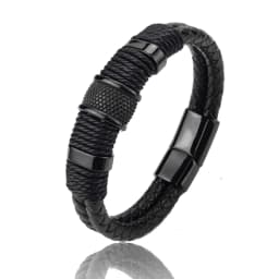 Charm Vintage Multilayer Brown Leather Stainless Steel Men Bracelet Bead Bracelet Jewelry Male Wrist Bangle Christmas Gifts