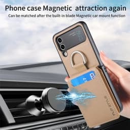 Vertical Cards Solt Magnetic Wallet Ring Holder Leather Case for Samsung Galaxy Z Flip 8 7 FE 6 5 4 Flip4 5G Zflip4 Stand Cover