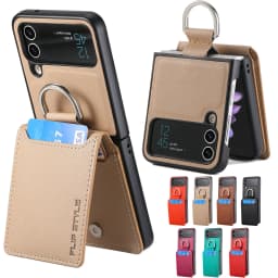 Vertical Cards Solt Magnetic Wallet Ring Holder Leather Case for Samsung Galaxy Z Flip 8 7 FE 6 5 4 Flip4 5G Zflip4 Stand Cover