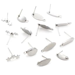 20pcs 316L Stainless Steel Geometric Earring Stud Earring Posts Connector Fashion Styles DIY Jewelry Making Findings Accessories