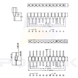 10PCS 40P Male Header 1X40 Pin 2.54 Round Female Pin Header Connector 1*40 Hole Single Inline Row Needle Seat Hole Row