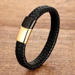Red Black Classic Men's Leather Bracelets Charm Design Stainless Steel Magnet Bangles For Women Friendship Couple Jewelry Gifts