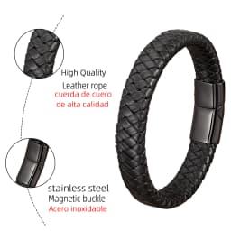 Red Black Classic Men's Leather Bracelets Charm Design Stainless Steel Magnet Bangles For Women Friendship Couple Jewelry Gifts