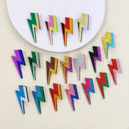 KUGUYS 18 Colors Glitter Mirror Lightning Acrylic Earrings For Women Multicolor Vintage Jewelry Summer Classic Accessories