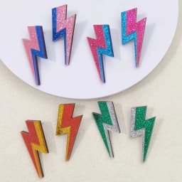 KUGUYS 18 Colors Glitter Mirror Lightning Acrylic Earrings For Women Multicolor Vintage Jewelry Summer Classic Accessories