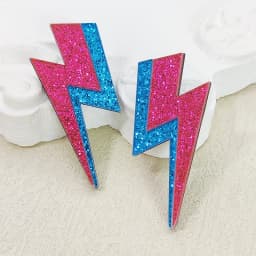 KUGUYS 18 Colors Glitter Mirror Lightning Acrylic Earrings For Women Multicolor Vintage Jewelry Summer Classic Accessories