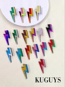 KUGUYS 18 Colors Glitter Mirror Lightning Acrylic Earrings For Women Multicolor Vintage Jewelry Summer Classic Accessories