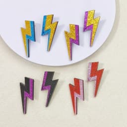 KUGUYS 18 Colors Glitter Mirror Lightning Acrylic Earrings For Women Multicolor Vintage Jewelry Summer Classic Accessories