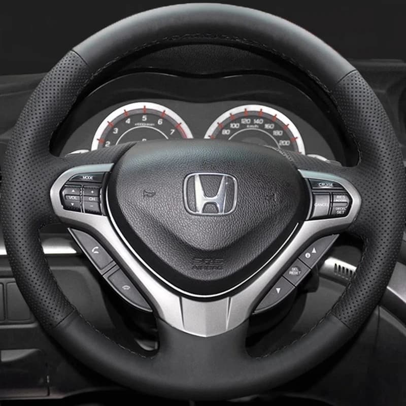 DIY Hand-stitched Steering Wheel Cover Black Microfiber Leather Car Steering Wheel Cover For Honda Spirior OId Accord
