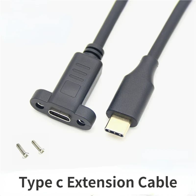 USB C Female to USB-C Male Extending Wire Extender Data Cord USB 3.1 Type C Extension Cable with Panel Mount Screw,