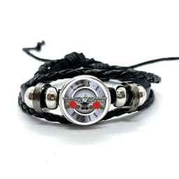 Latest Guns N Roses Rock Band Bracelet Punk Guns and Roses Band Logo Print Glass Gem Handmade Multilayer Braided Bangle Gift
