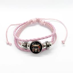 Latest Guns N Roses Rock Band Bracelet Punk Guns and Roses Band Logo Print Glass Gem Handmade Multilayer Braided Bangle Gift