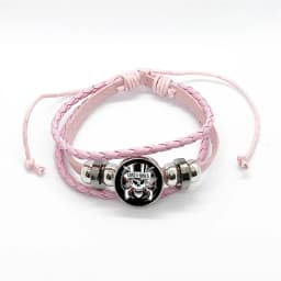 Latest Guns N Roses Rock Band Bracelet Punk Guns and Roses Band Logo Print Glass Gem Handmade Multilayer Braided Bangle Gift