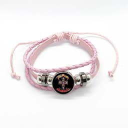 Latest Guns N Roses Rock Band Bracelet Punk Guns and Roses Band Logo Print Glass Gem Handmade Multilayer Braided Bangle Gift
