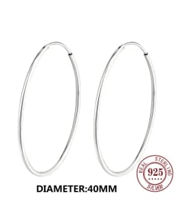 Senlissi - Platinum Hoop Earrings for Women, 925 Sterling Silver Jewelry Female Fashion Ear Rings Cерьги Kольцаv For Gift L007