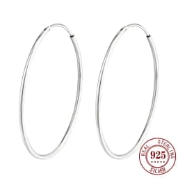 Senlissi - Platinum Hoop Earrings for Women, 925 Sterling Silver Jewelry Female Fashion Ear Rings Cерьги Kольцаv For Gift L007