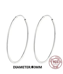 Senlissi - Platinum Hoop Earrings for Women, 925 Sterling Silver Jewelry Female Fashion Ear Rings Cерьги Kольцаv For Gift L007