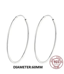 Senlissi - Platinum Hoop Earrings for Women, 925 Sterling Silver Jewelry Female Fashion Ear Rings Cерьги Kольцаv For Gift L007