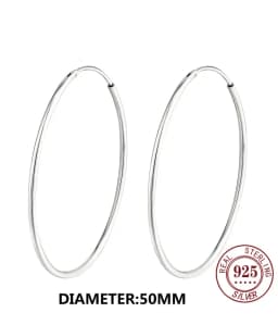 Senlissi - Platinum Hoop Earrings for Women, 925 Sterling Silver Jewelry Female Fashion Ear Rings Cерьги Kольцаv For Gift L007