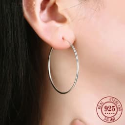Senlissi - Platinum Hoop Earrings for Women, 925 Sterling Silver Jewelry Female Fashion Ear Rings Cерьги Kольцаv For Gift L007