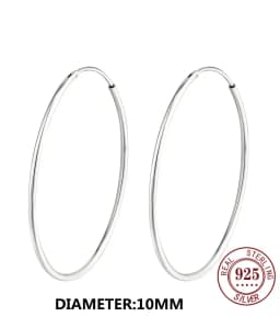 Senlissi - Platinum Hoop Earrings for Women, 925 Sterling Silver Jewelry Female Fashion Ear Rings Cерьги Kольцаv For Gift L007