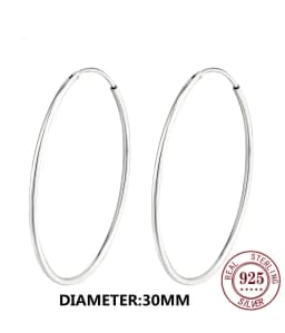 Senlissi - Platinum Hoop Earrings for Women, 925 Sterling Silver Jewelry Female Fashion Ear Rings Cерьги Kольцаv For Gift L007