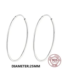 Senlissi - Platinum Hoop Earrings for Women, 925 Sterling Silver Jewelry Female Fashion Ear Rings Cерьги Kольцаv For Gift L007