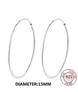 Senlissi - Platinum Hoop Earrings for Women, 925 Sterling Silver Jewelry Female Fashion Ear Rings Cерьги Kольцаv For Gift L007