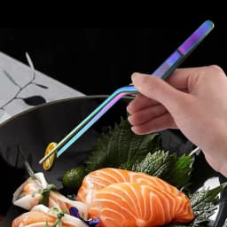 Colorful 8/12-Inch Kitchen Tongs, Stainless Steel Culinary Precision Tweezer Cooking Tongs for BBQ, Food Styling & Baking Decor