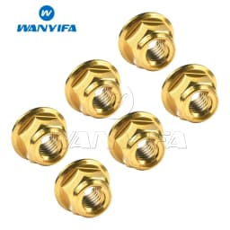 Wanyifa Titanium Nut M6/M8/M10/M12 Flange Lock Nuts for Cycling Modification 6pcs