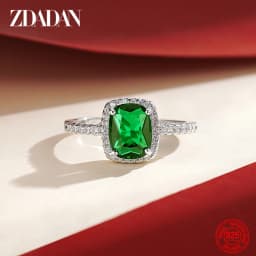 ZDADAN 925 Sterling Silver Vintage Emerald Rings For Women Wedding Engagement Jewelry
