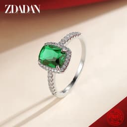 ZDADAN 925 Sterling Silver Vintage Emerald Rings For Women Wedding Engagement Jewelry