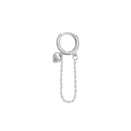 CIAXY Silver Color Heart-shaped Charm Earrings for Women Temperament Tassel Chain Ear Buckle Korean Fashion Jewelry