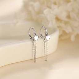 CIAXY Silver Color Heart-shaped Charm Earrings for Women Temperament Tassel Chain Ear Buckle Korean Fashion Jewelry