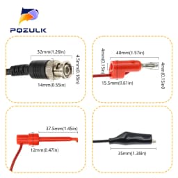 1PCS BNC Male Plug To Dual Hook Clip Alligator Clip Banana Plug Test Lead For For Oscilloscope/Multimeter