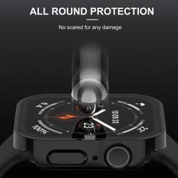 Glass+Case For Apple Watch 7 8 45mm 41mm 49mm 44mm 40mm Straight Edge Screen Protector Cover Case iWatch 4 5 SE 6 7 8 Ultra 49mm