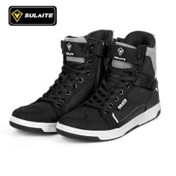 Men Motorcycle Boots Breathable Anti-fall Rider Road Racing Casual Shoes Boots Gear Shift Rubber Sole Reflective Motorbike Shoes
