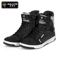 Men Motorcycle Boots Breathable Anti-fall Rider Road Racing Casual Shoes Boots Gear Shift Rubber Sole Reflective Motorbike Shoes