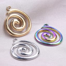 6Pcs/Lot Stainless Steel Round Vortex Sea Conch Shell Charms Spiral Swirl Pendant подвески For Jewelry Findings Accessories