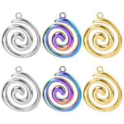 6Pcs/Lot Stainless Steel Round Vortex Sea Conch Shell Charms Spiral Swirl Pendant подвески For Jewelry Findings Accessories